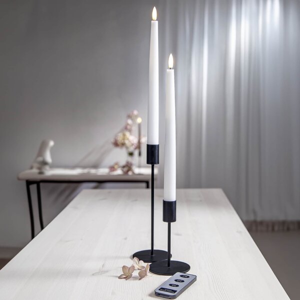 LED sviečka Flamme Slim White 28 cm – set 2 ks + diaľkové ovládanie