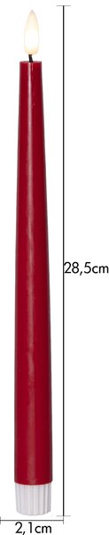 LED sviečka Flamme Slim Red 28 cm – set 2 ks + diaľkové ovládanie