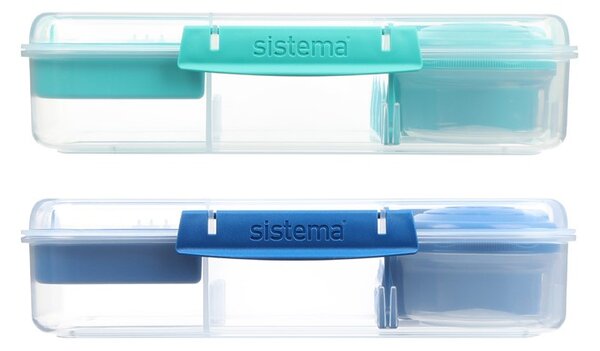 Sistema To Go Trojkomorová krabička s nádobou na jogurt a 2 tácky 1,25 l mix