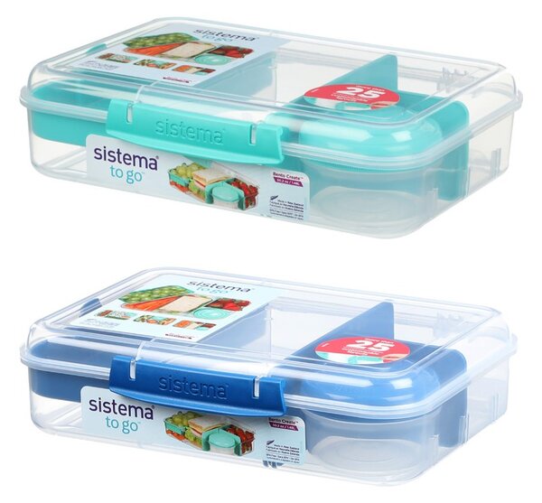 Sistema To Go Trojkomorová krabička s nádobou na jogurt a 2 tácky 1,25 l mix