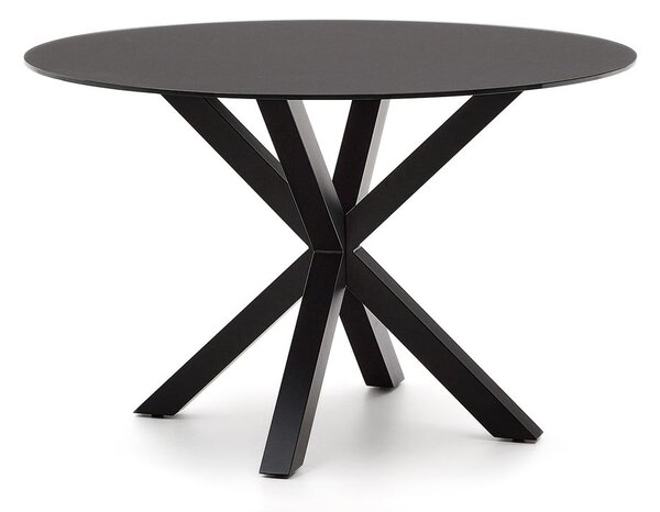 Čierny okrúhly jedálenský stôl so sklenenou doskou ø 120 cm Argo – Kave Home