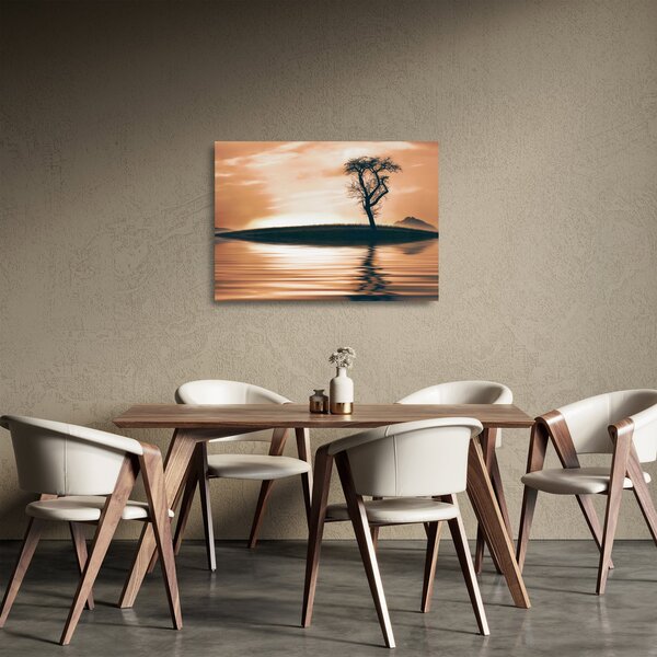 Sklenený obraz stromu na ostrove (70x50 cm)