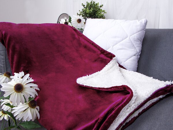 XPOSE® Mikroplyšová deka Exclusive s baránkom - vínová 200x230 cm