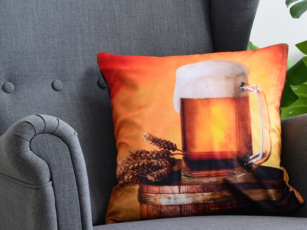 XPOSE® Mikroplyšová obliečka na vankúš PIVO (digitálna tlač) 40x40 cm