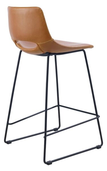 Koňakovohnedá barová stolička z imitácie kože (výška sedadla 65 cm) Zahara – Kave Home