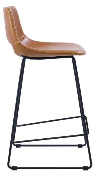 Koňakovohnedá barová stolička z imitácie kože (výška sedadla 65 cm) Zahara – Kave Home