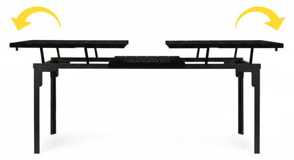 MultiGarden Skladací záhradný stôl 180-240 cm až pre 12 osôb HDPE oceľ čierna MultiGarden