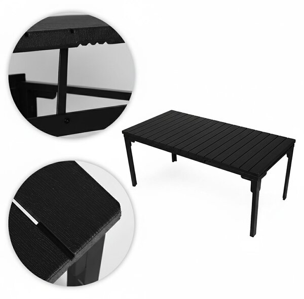 MultiGarden Skladací záhradný stôl 180-240 cm až pre 12 osôb HDPE oceľ čierna MultiGarden