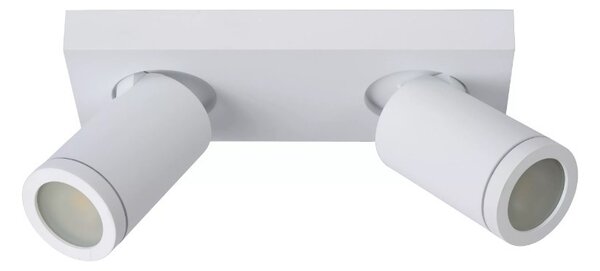 Lucide 09930/10/31 stropné bodové svietidlo 2x5W | LED GU10 | 2x320lm | 2200K / 3000K | IP44 - žiarovka je súčasťou balenia, biele, nastaviteľné, stmievateľné, CCT