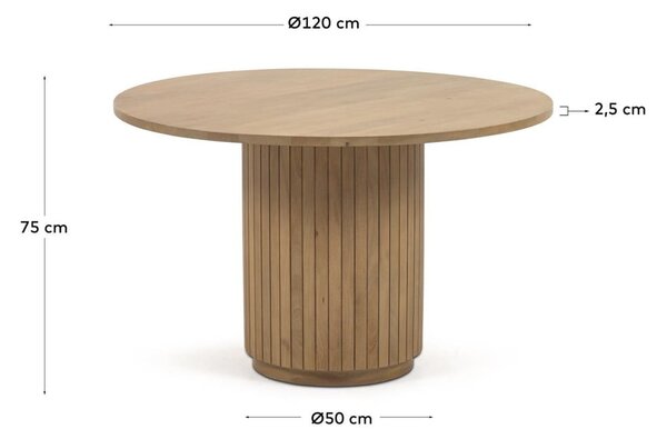 Okrúhly jedálenský stôl z mangového dreva v prírodnej farbe ø 120 cm Licia – Kave Home