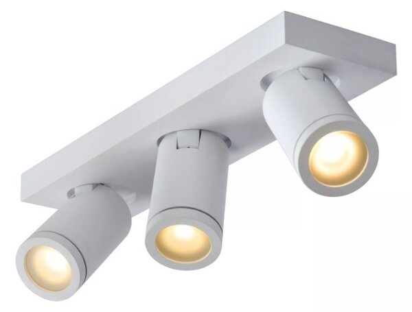 Lucide 09930/15/31 stropné bodové svietidlo 3x5W | LED GU10 | 3x320lm | 2200K / 3000K | IP44 - žiarovka je súčasťou balenia, biela, nastaviteľné, stmievateľné, CCT