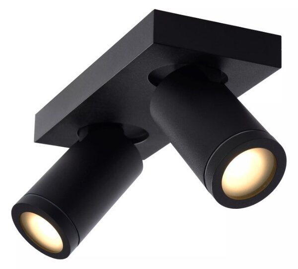 Lucide 09930/10/30 stropné bodové svietidlo 2x5W | LED GU10 | 2320lm | 2200K / 3000K | IP44 - žiarovka je súčasťou balenia, čierna, nastaviteľné, stmievateľné, CCT