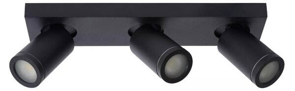 Lucide 09930/15/30 stropné bodové svietidlo 3x5W | LED GU10 | 3x320lm | 2200K / 3000K | IP44 - žiarovka je súčasťou balenia, čierna, nastaviteľné, stmievateľné, CCT