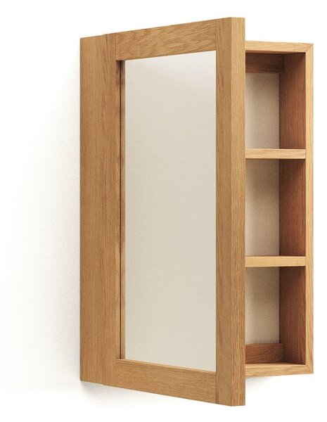 Závesná kúpeľňová skrinka so zrkadlom z teakového dreva v prírodnej farbe 50x70 cm Plubia – Kave Home