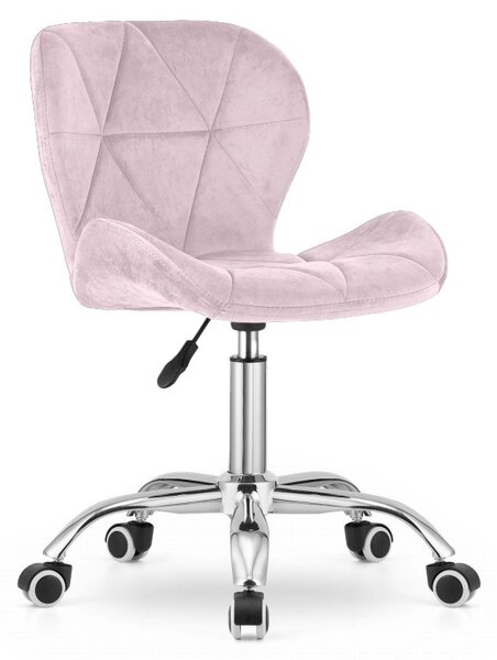 Set do pracovne ZARIMO stôl 80x40 cm biely + kreslo AVOLA VELVET ružové