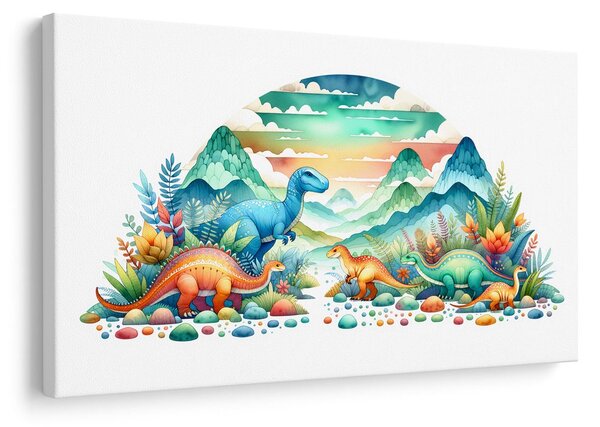 Obraz farebné dinosaury v horách