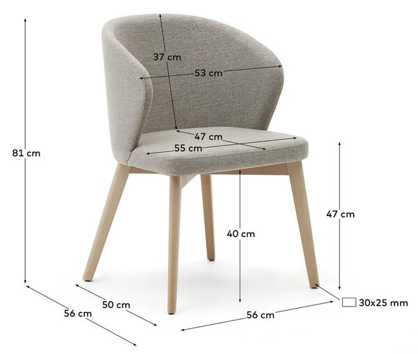 Béžové čalúnené jedálenské kreslo Darice – Kave Home