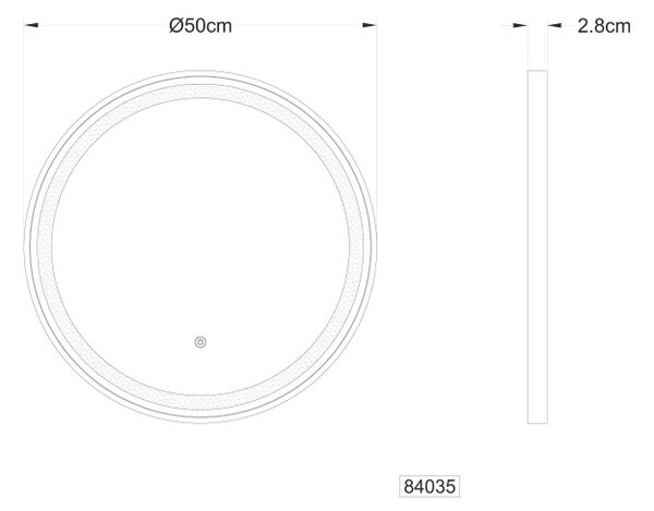 GLOBO 84035 RIVAS zrkadlo s LED osvetlením D500mm LED 10W 808/518lm 2700+4000+6500K nikel matný