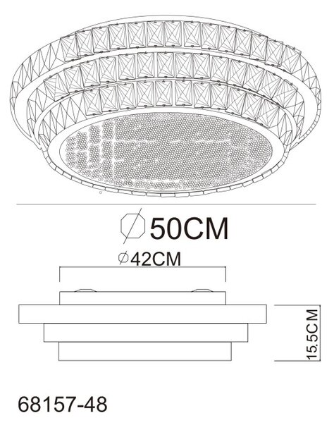 GLOBO 68157-48 KLARA stropné svietidlo D500mm LED 48W 5962/3400lm 2700-6000K chrómová, krištáľový efekt