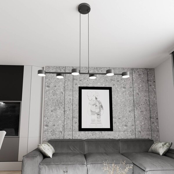 Stropné bodové svetlá, Megara, dĺžka 80 cm, kov, 6-pl., Čierna, Obývacia izba / jedáleň, kov, Moderný, Stropné svetlo