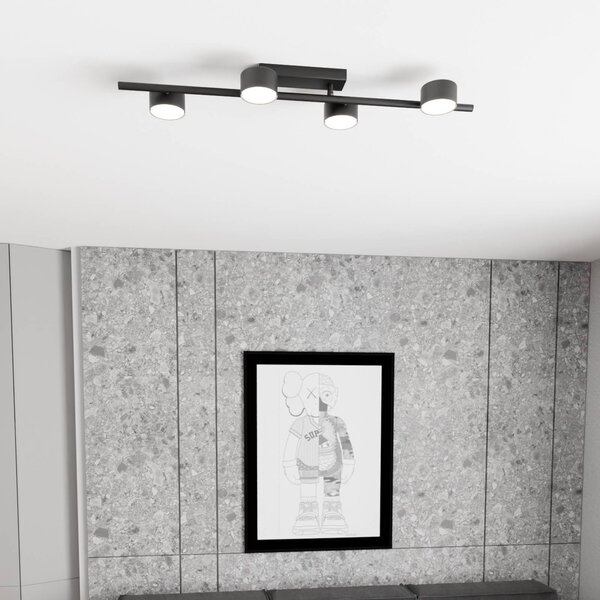Stropné bodové svetlá Bet, dĺžka 80 cm, čierne, kovové, 4-pl., Čierna, Obývacia izba / jedáleň, kov, Moderný, Stropné svetlo