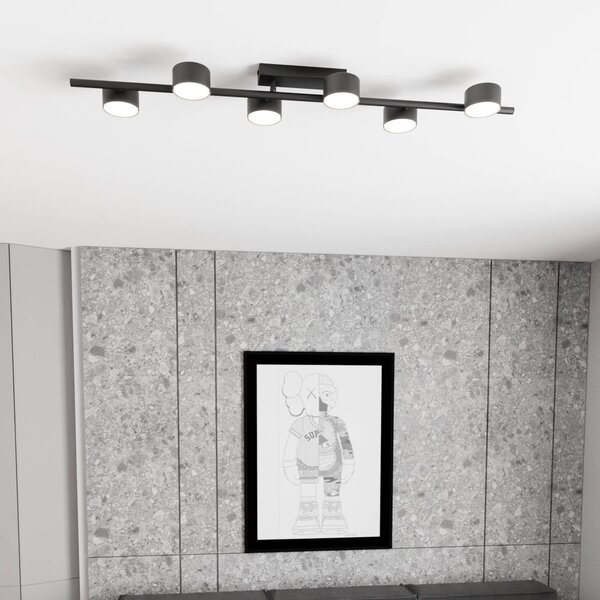 EMIBIG LIGHTING Stropné bodové svetlá Bet, dĺžka 100 cm, čierne, kovové, 6-pl., Čierna, Obývacia izba / jedáleň, kov, Moderný, Stropné svetlo