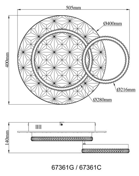 GLOBO 67361C DELLA II stropné svietidlo LED 24W 3073/845lm 3000K čierna, krištáľový efekt
