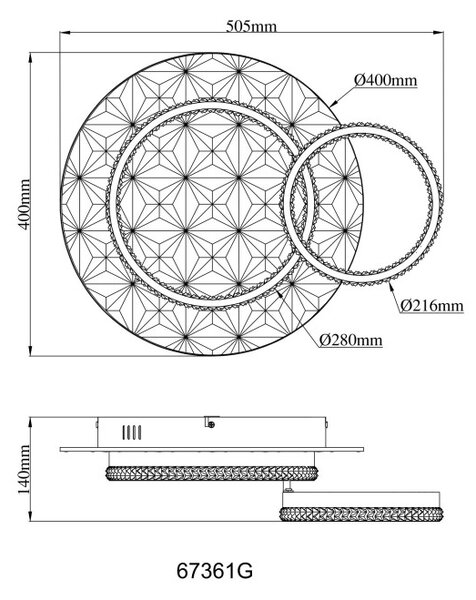 GLOBO 67361G DELLA II stropné svietidlo LED 24W 3150/845lm 3000K čierna, krištáľový efekt
