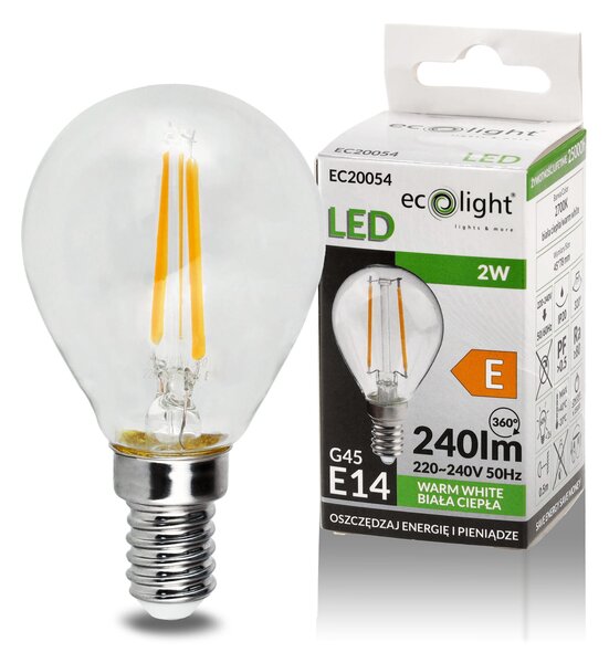 ECOLIGHT LED žiarovka E14 2W teplá biela