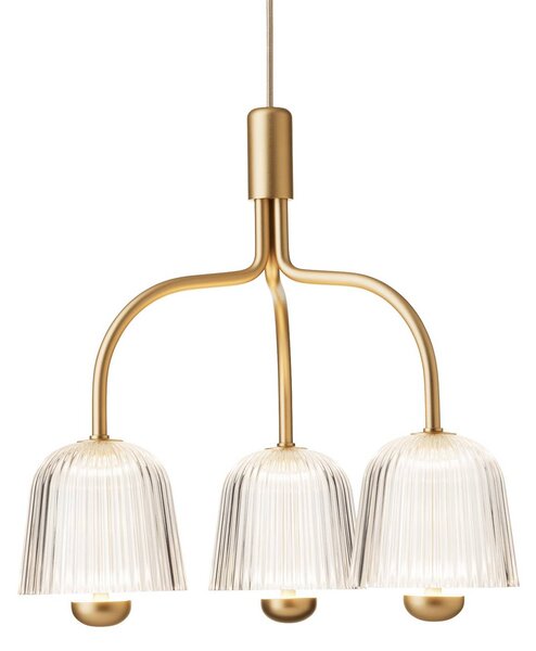 Nuura LED závesné svietidlo Asteea 3, Ø 40 cm, mosadzová farba/číra, Mosadz / zlato, Obývacia izba / jedáleň, kov, Škandinávsky, Závesné svietidlo
