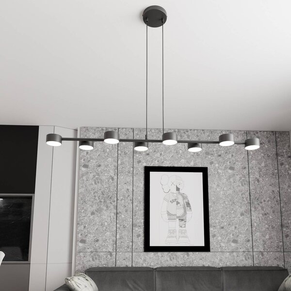 Stropné bodové svetlá Megara, dĺžka 100 cm, kov, 8-pl., Čierna, Obývacia izba / jedáleň, kov, Moderný, Stropné svetlo