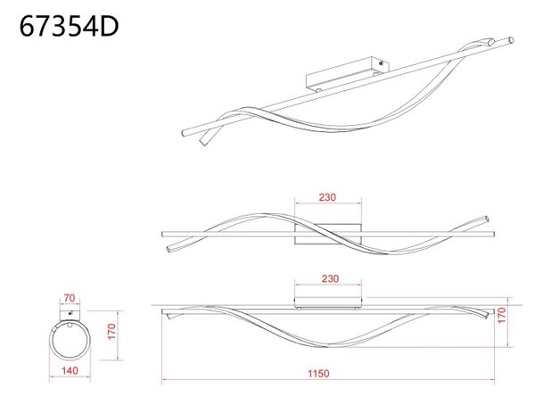 GLOBO 67354D WATKINS stropné svietidlo LED 20,5W 2570/1085lm 3000K čierna, imitácia dreva