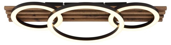 GLOBO 67353D3 TISHA stropné svietidlo D300mm LED 24W 2450/1200lm 3000K čierna, drevo