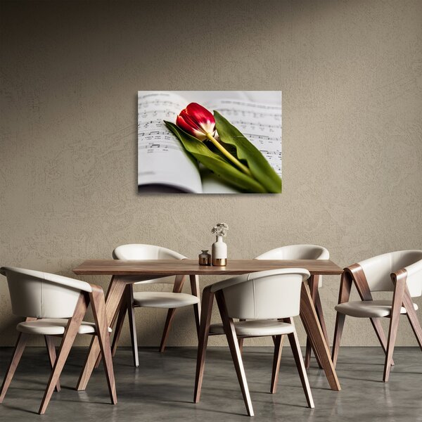Sklenený obraz červeného tulipánu (70x50 cm)
