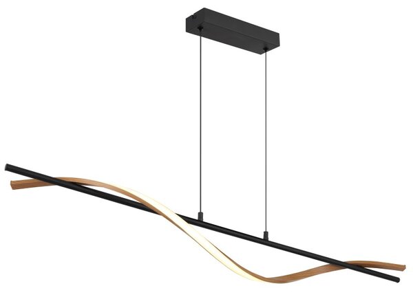 GLOBO 67354H WATKINS závesné svietidlo LED 30W 3130/1130lm 3000K čierna, imitácia dreva