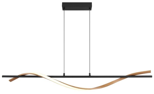 GLOBO 67354H WATKINS závesné svietidlo LED 30W 3130/1130lm 3000K čierna, imitácia dreva