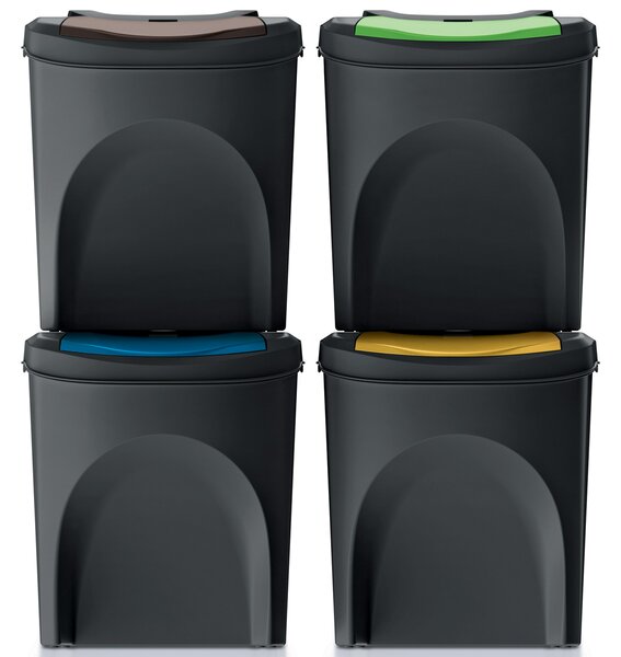 Odpadkový kôš na triedený odpad (4 ks) IKWB25S4 25 l - čierna / kombinácia farieb