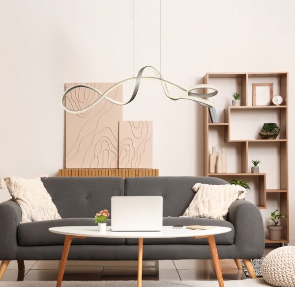 GLOBO 67341N SWIRL závesné svietidlo LED 40W 4280/3670lm 4000K nikel, krištáľový efekt