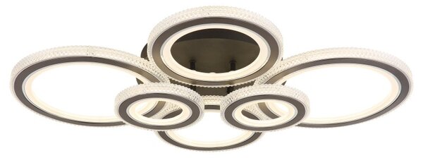 GLOBO 67338A-60 KORA stropné svietidlo LED 60W 7500/3000lm 2700-6000K čierna, antracitová, krištáľový efekt, diaľkový ovládač