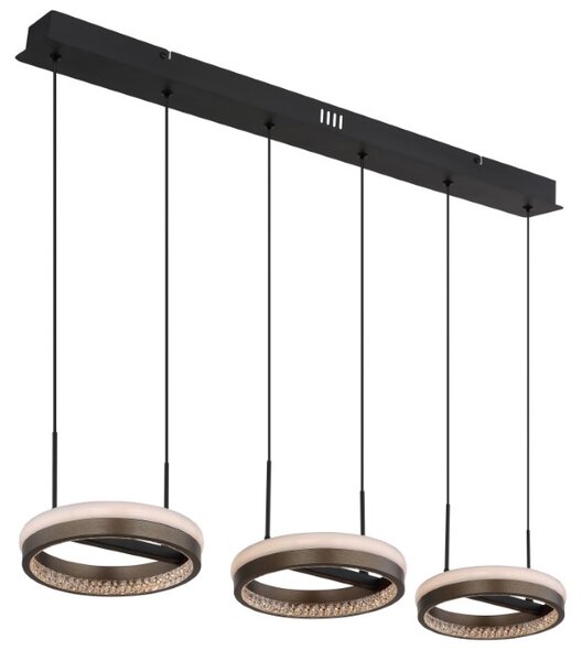 GLOBO 67179H2 DELLA závesné svietidlo LED 40W 4600/1400lm 3000+4000+6000K čierna, šedá, krištáľový efekt