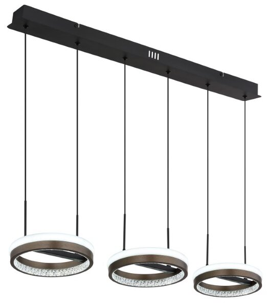 GLOBO 67179H2 DELLA závesné svietidlo LED 40W 4600/1400lm 3000+4000+6000K čierna, šedá, krištáľový efekt