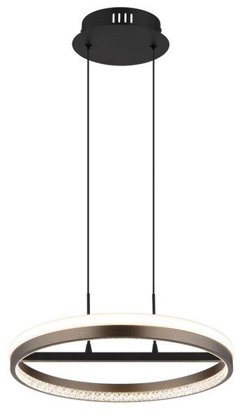 GLOBO 67179H DELLA závesné svietidlo D397mm LED 40W 4400/1790lm 3000+4000+6000K čierna, šedá, krištáľový efekt