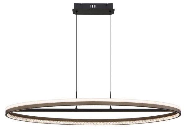 GLOBO 67179H1 DELLA závesné svietidlo LED 60W 6600/2650lm 3000+4000+6000K čierna, šedá, krištáľový efekt