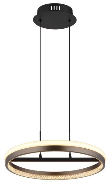 GLOBO 67179H DELLA závesné svietidlo D397mm LED 40W 4400/1790lm 3000+4000+6000K čierna, šedá, krištáľový efekt