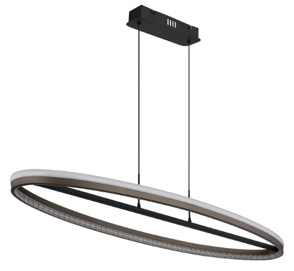 GLOBO 67179H1 DELLA závesné svietidlo LED 60W 6600/2650lm 3000+4000+6000K čierna, šedá, krištáľový efekt