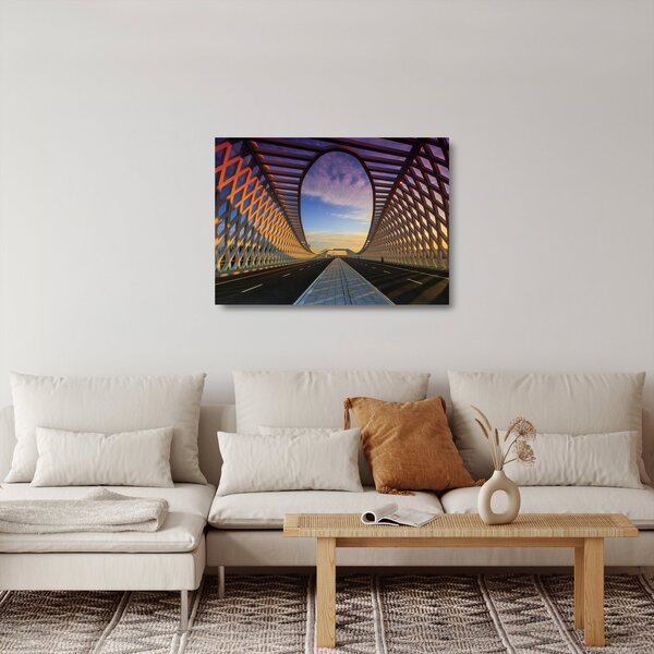 Sklenený obraz modernej architektúry mosta (70x50 cm)