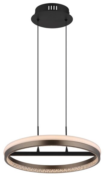 GLOBO 67179H DELLA závesné svietidlo D397mm LED 40W 4400/1790lm 3000+4000+6000K čierna, šedá, krištáľový efekt