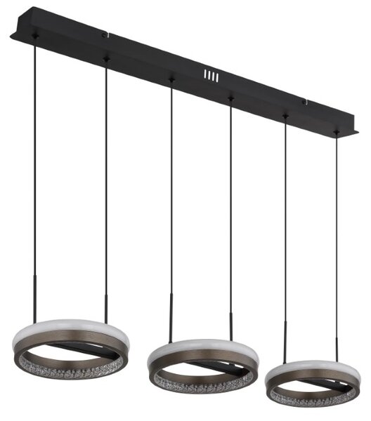 GLOBO 67179H2 DELLA závesné svietidlo LED 40W 4600/1400lm 3000+4000+6000K čierna, šedá, krištáľový efekt