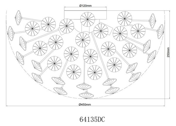 GLOBO 64135DC KATRINA stropné svietidlo D450mm 4xG9 3,5W/350lm 3000K chrómová, dymová