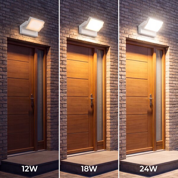 Smart LED LED vonkajšia nástenná lampa 3CCT 12-24W 2400Lm IP54 biela